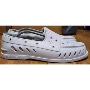 Sperry Top-Sider A/O Float Casual Boat Shoes Cozy Mens 13 White Faux Fur Slip On